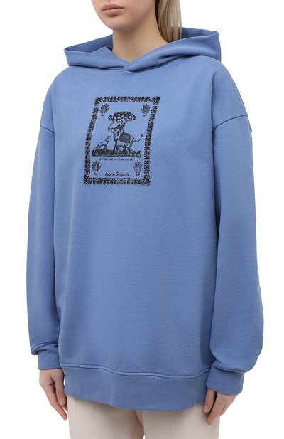 Хлопковое худи ACNE STUDIOS голубого цвета по цене 49950 руб., арт. AI0079, фото 3 Хлопковое худи ACNE STUDIOS, арт. AI0079, фото 3