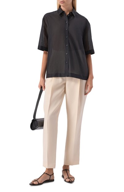 Рубашка из хлопка и шелка 12 STOREEZ черного цвета по цене 15000 руб., арт. 137700, фото 2 Рубашка из хлопка и шелка 12 STOREEZ, арт. 137700, фото 2