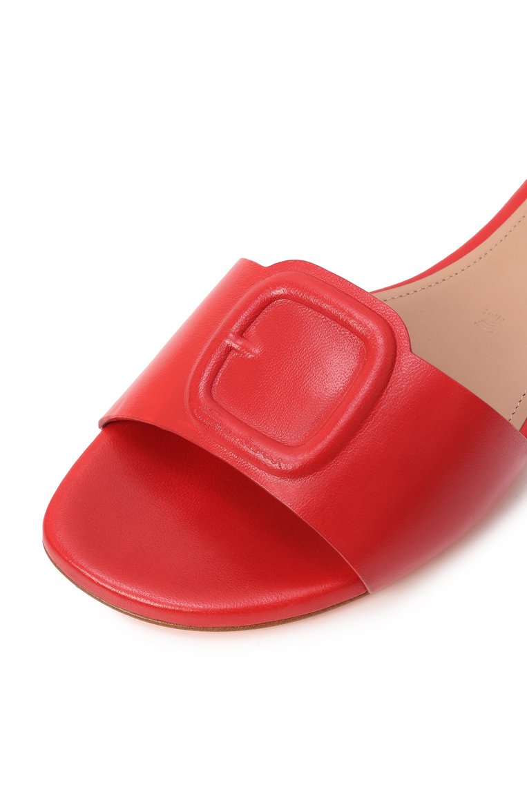 Женские кожаные шлепанцы SANTONI красного цвета, арт. WHPG71489HA1NKED | Фото 7 (Материал внутренний: Натуральная кожа; Подошва: Плоская; Каблук высота: Низкий; Материал внешний: Натуральная кожа)
