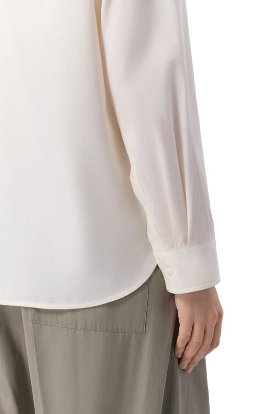 Рубашка из хлопка и шерсти 12 STOREEZ 135305 Кремовый  135305 Фото 5