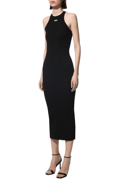 Хлопковое платье OFF-WHITE черного цвета по цене 47800 руб., арт. 0WDB366C99JER001, фото 3 Хлопковое платье OFF-WHITE, арт. 0WDB366C99JER001, фото 3