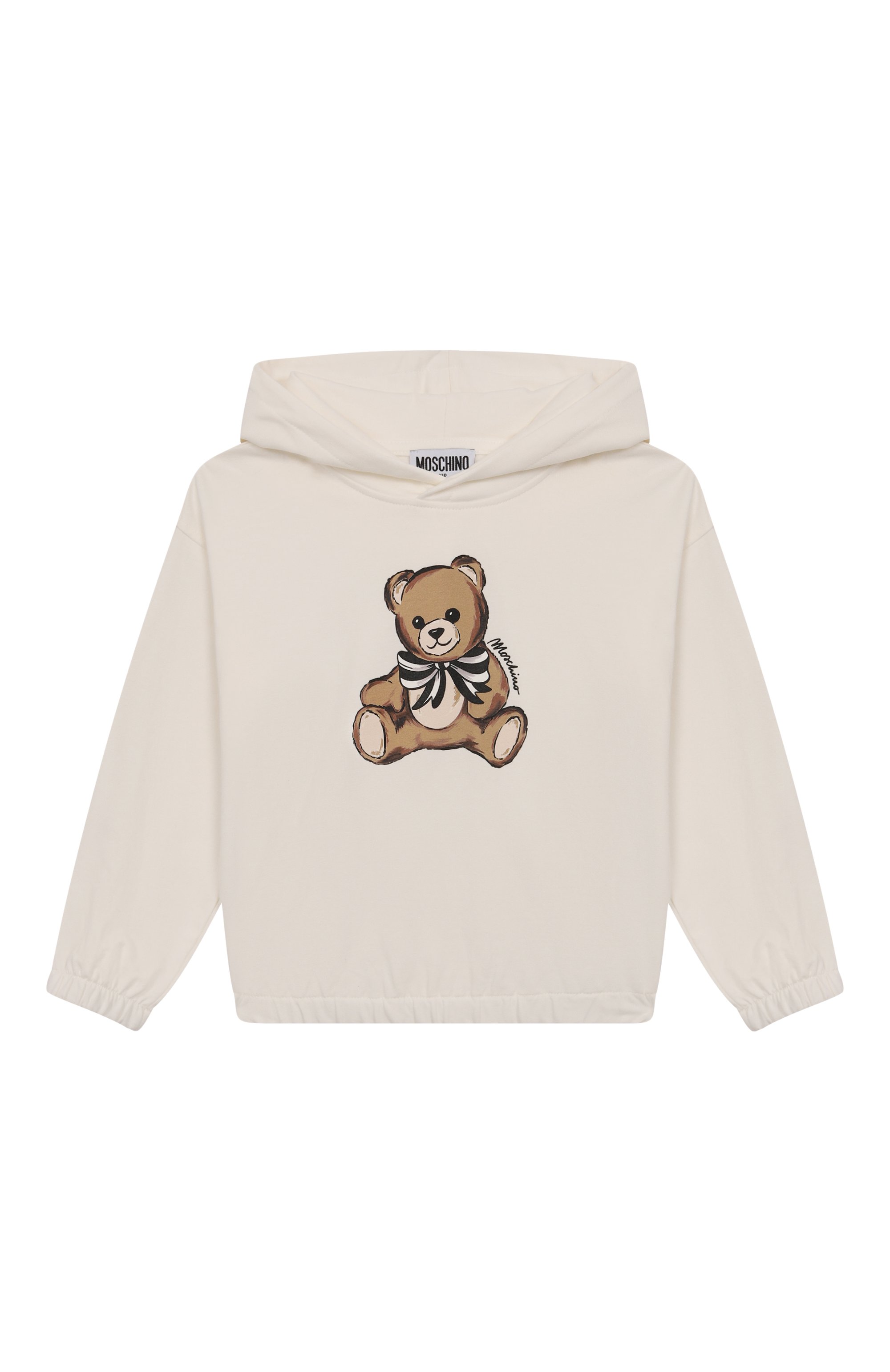 Хлопковое худи MOSCHINO молочного цвета по цене 17150 руб., арт. HDF06J/LDA16/4-8, фото 1 Хлопковое худи MOSCHINO, арт. HDF06J/LDA16/4-8, фото 1