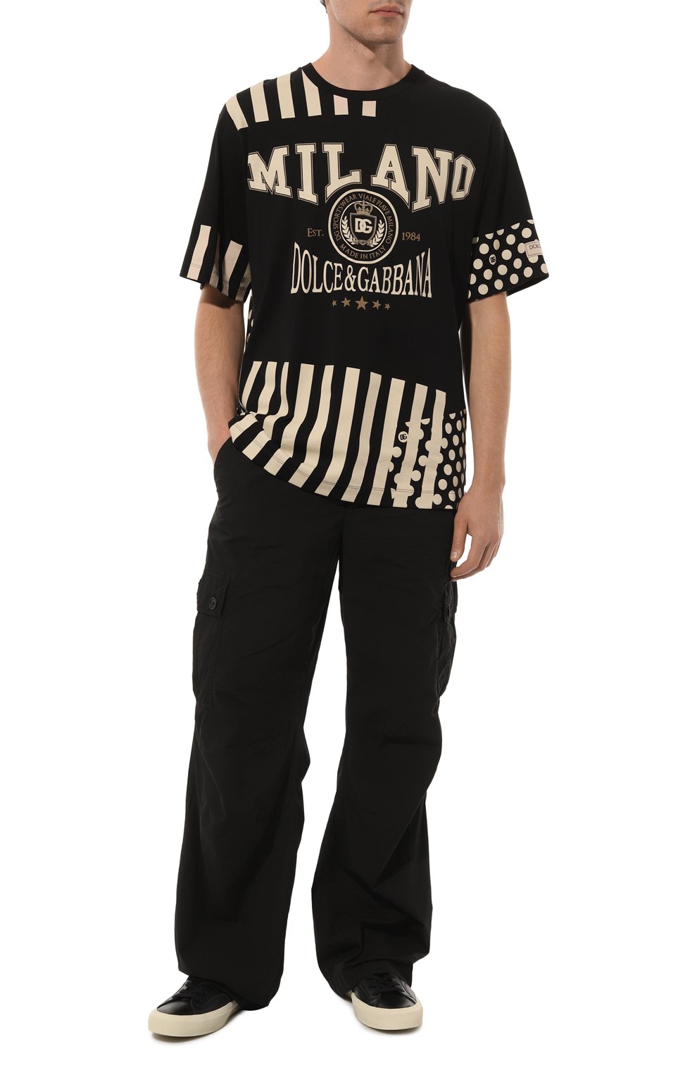 Хлопковые брюки-карго DOLCE & GABBANA черного цвета по цене 78750 руб., арт. GP0H9T/G8LD9, фото 2 Хлопковые брюки-карго DOLCE & GABBANA, арт. GP0H9T/G8LD9, фото 2