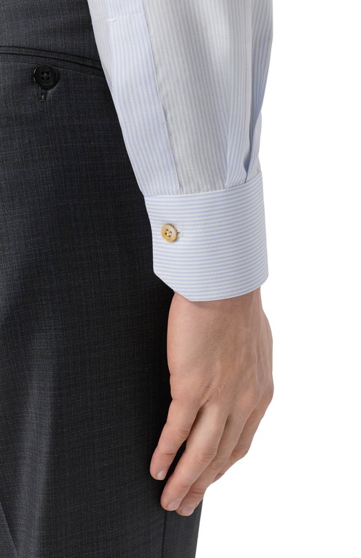 Хлопковая сорочка Kiton UCCH0948611 Голубой  UCCH0948611 Фото 5