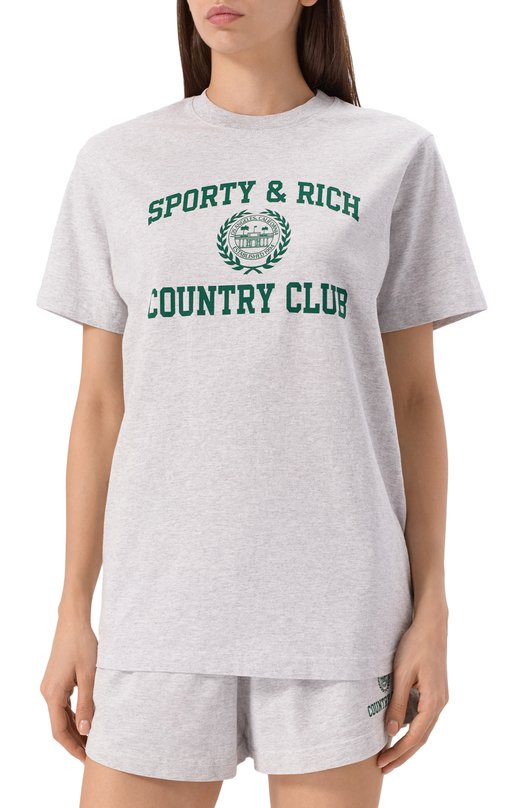 Хлопковая футболка Sporty and Rich T0043606218GY03 Серый  T0043606218GY03 Фото 7