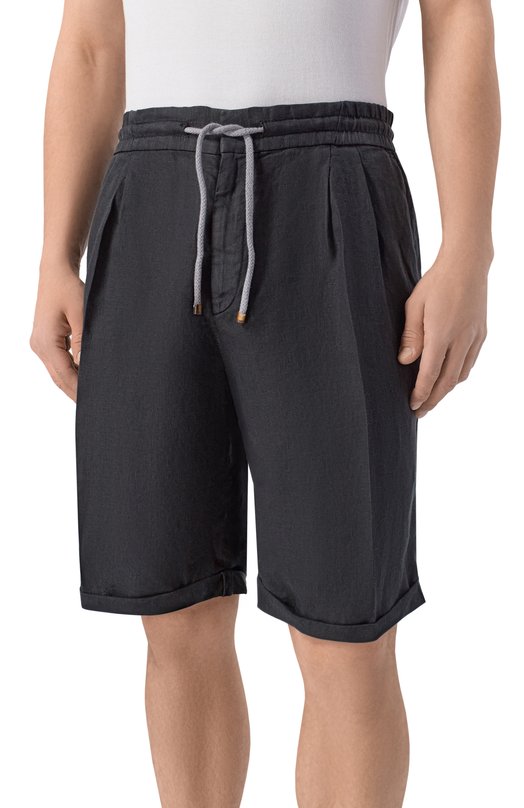 Льняные шорты Brunello Cucinelli M243DU0020 Чёрный  M243DU0020 Фото 3