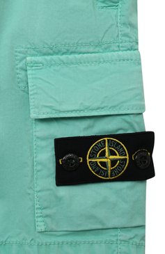 Детские хлопковые шорты-карго STONE ISLAND бирюзового цвета, арт. 8016L0210/2-3 | Фото 3 (Случай: Повседневный; Материал сплава: Проставлено; Нос: Не проставлено; Материал внешний: Хлопок; Ростовка одежда: 3 года | 98 см, 4 года | 104 см)