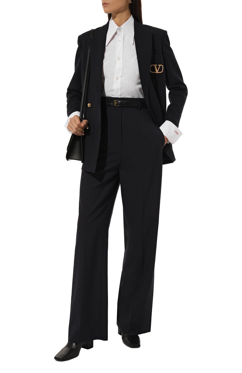 Шерстяные брюки VALENTINO темно-синего цвета по цене 171000 руб., арт. 5B3RB5Y074B, фото 2 Шерстяные брюки VALENTINO, арт. 5B3RB5Y074B, фото 2