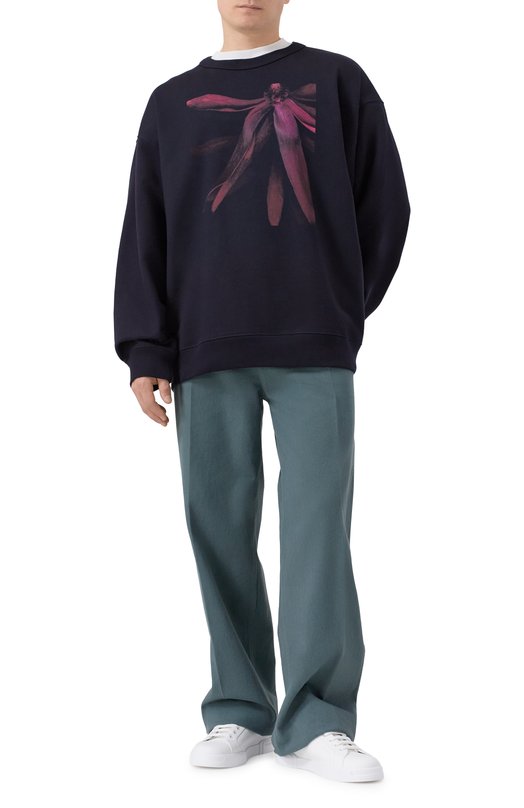Хлопковый свитшот Dries Van Noten 021162-2611-509 Синий  021162-2611-509 Фото 2
