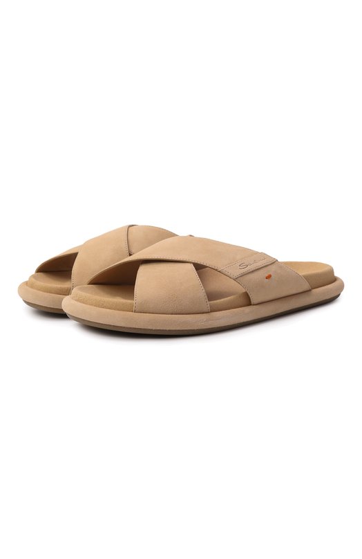 Замшевые шлепанцы Santoni WHXG71540G0MTMGD Бежевый WHXG71540G0MTMGD