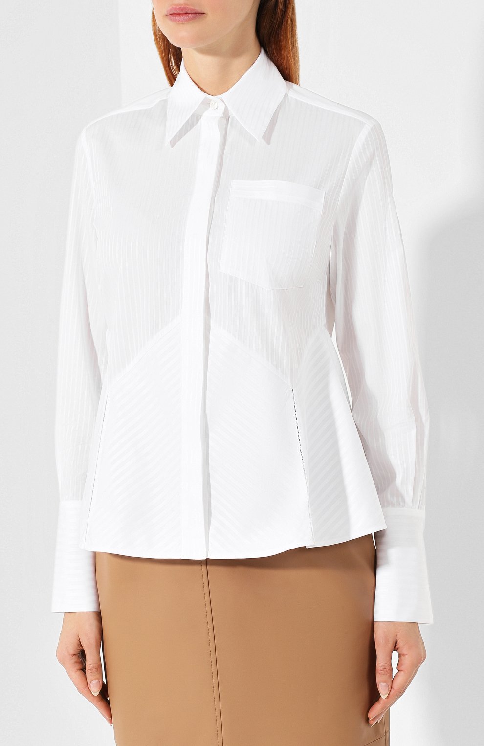 Хлопковая рубашка VICTORIA, VICTORIA BECKHAM белого цвета по цене 25100 руб., арт. SHVV 162A PAW19 STRIPED SHIRTING, фото 3 Хлопковая рубашка VICTORIA, VICTORIA BECKHAM, арт. SHVV 162A PAW19 STRIPED SHIRTING, фото 3