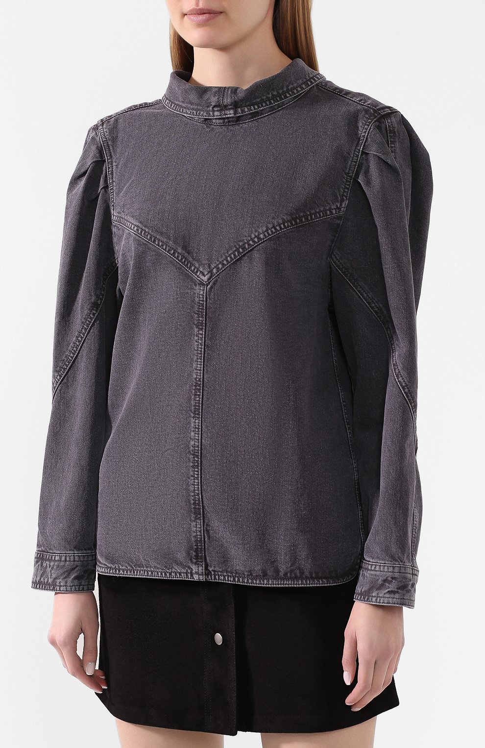 Джинсовая рубашка ISABEL MARANT темно-серого цвета по цене 54650 руб., арт. HT1746-20E010I/ESPERA, фото 3 Джинсовая рубашка ISABEL MARANT, арт. HT1746-20E010I/ESPERA, фото 3
