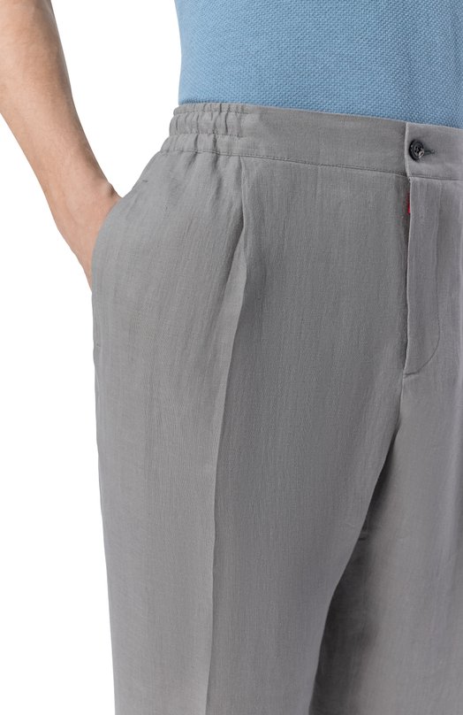 Льняные брюки Kiton UPN01H09690 Серый  UPN01H09690 Фото 5
