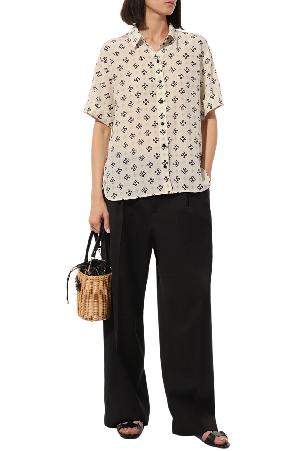 Шелковая рубашка AND THE BRAND кремового цвета по цене 47320 руб., арт. BL001-7003-15Z-S23, фото 2 Шелковая рубашка AND THE BRAND, арт. BL001-7003-15Z-S23, фото 2