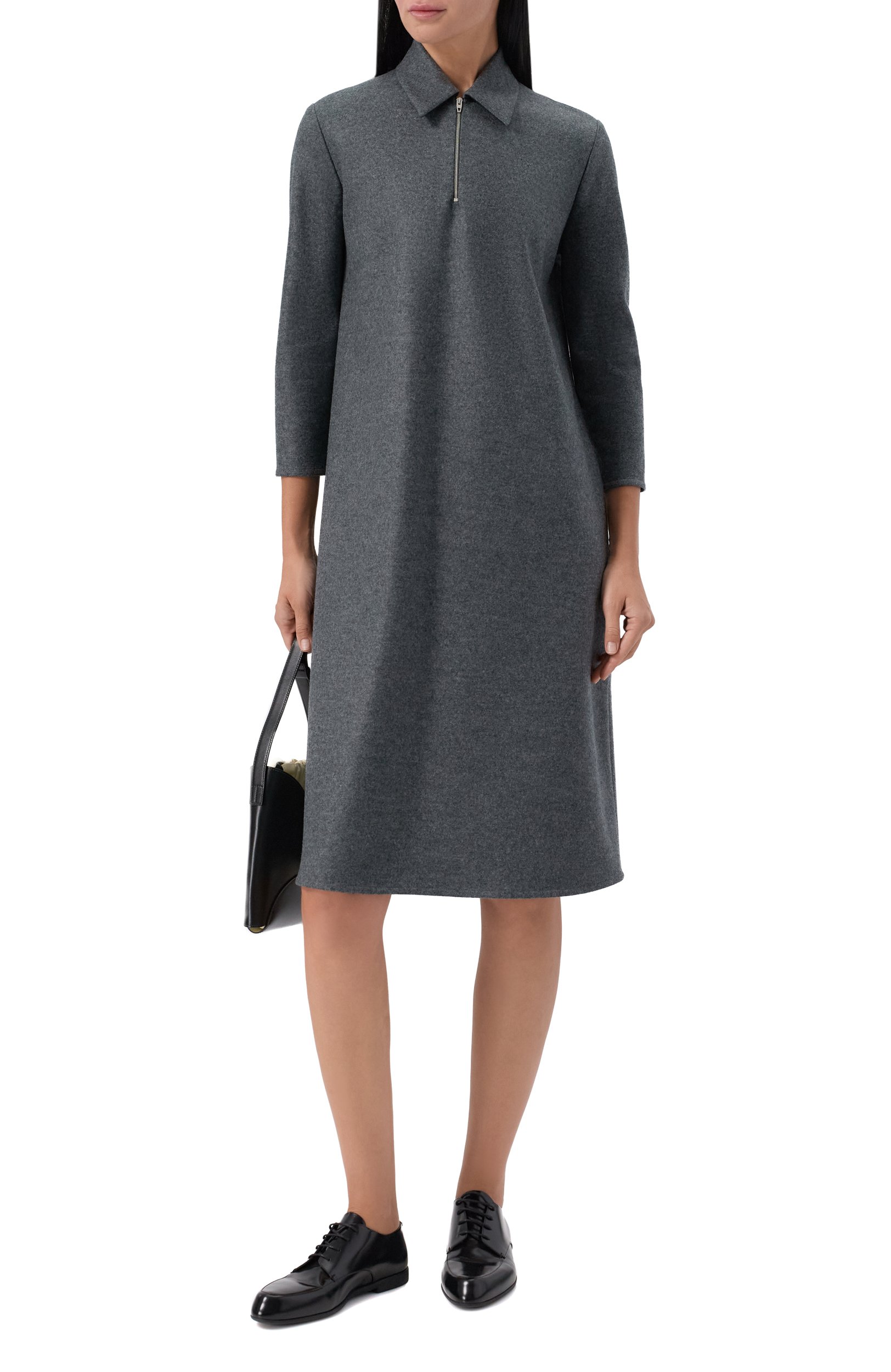 Шерстяное платье JIL SANDER серого цвета по цене 178500 руб., арт. J02CT0701/J40045, фото 2 Шерстяное платье JIL SANDER, арт. J02CT0701/J40045, фото 2