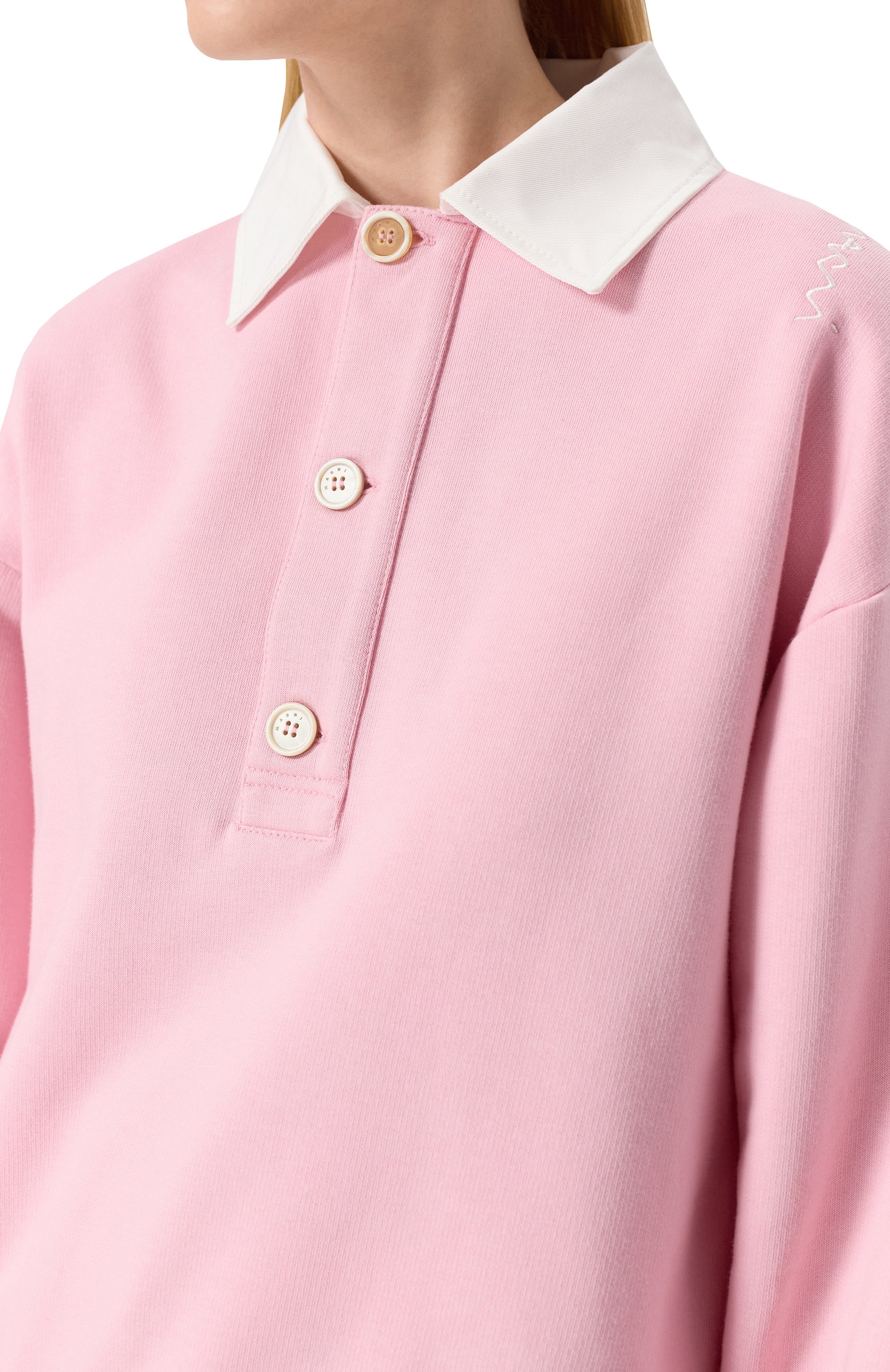 Хлопковое поло MARNI розового цвета по цене 92400 руб., арт. FUMU0145S0/UTC275, фото 5 Хлопковое поло MARNI, арт. FUMU0145S0/UTC275, фото 5