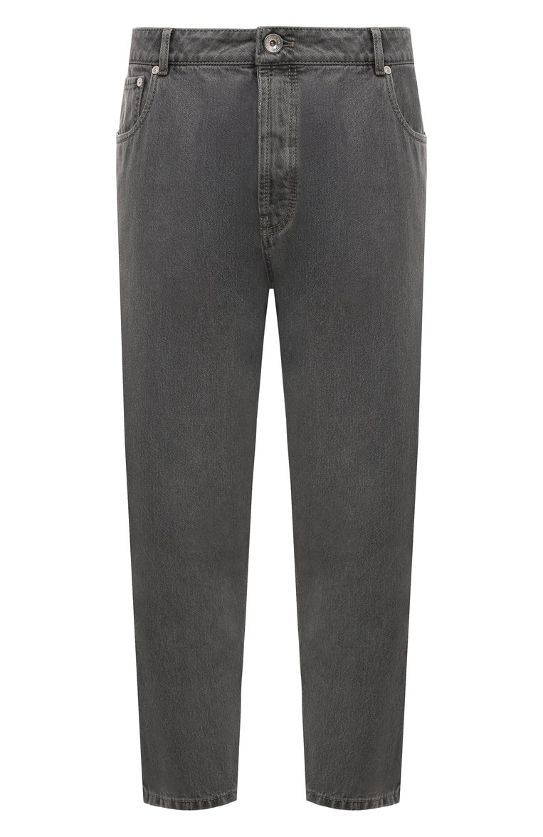 Мужские джинсы straight fit BRUNELLO CUCINELLI темно-серого цвета, арт. M242PB2258 | Фото 1 (Материал внешний: Хлопок, Деним; Длина (брюки, джинсы): Стандартные; Кросс-КТ: Деним; Силуэт М (брюки): Прямые; Стили: Повседневный; Автоматизация ТО: Проставлено; Автоматизация состава: Проставлено; Детали: Без декора)