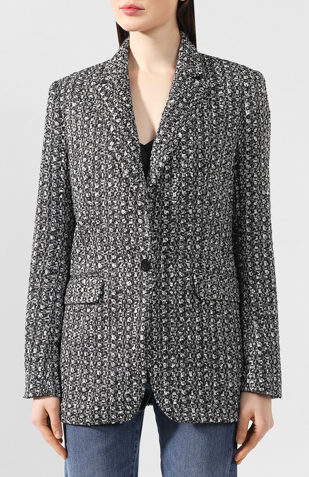 Жакет из вискозы SEVEN LAB черно-белого цвета по цене 26880 руб., арт. JTW2 20-0 black/white, фото 3 Жакет из вискозы SEVEN LAB, арт. JTW2 20-0 black/white, фото 3