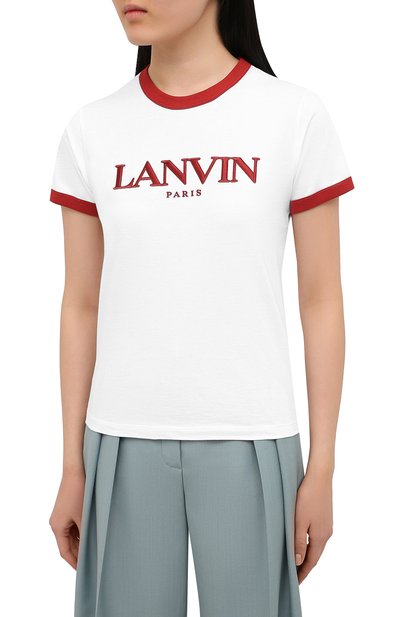Хлопковая футболка LANVIN белого цвета по цене 26500 руб., арт. RW-T0688J-JR54-P21, фото 3 Хлопковая футболка LANVIN, арт. RW-T0688J-JR54-P21, фото 3