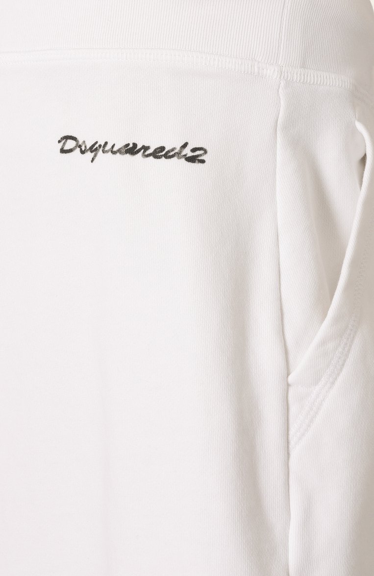 Женские хлопковые шорты DSQUARED2 белого цвета, арт. S72MU0529/S25462 | Фото 6 (Материал внешний: Хлопок; Длина Ж (юбки, платья, шорты): Мини; Драгоценные камни: Проставлено; Материал сплава: Проставлено; Стили: Спорт-шик)