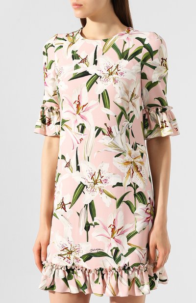 Платье с принтом DOLCE & GABBANA розового цвета по цене 199000 руб., арт. F6E3GT/FSRLJ, фото 3 Платье с принтом DOLCE & GABBANA, арт. F6E3GT/FSRLJ, фото 3