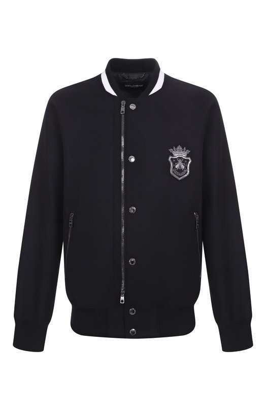 Шерстяной бомбер Dolce & Gabbana G9BIAZ/FU2RC Чёрный G9BIAZ/FU2RC