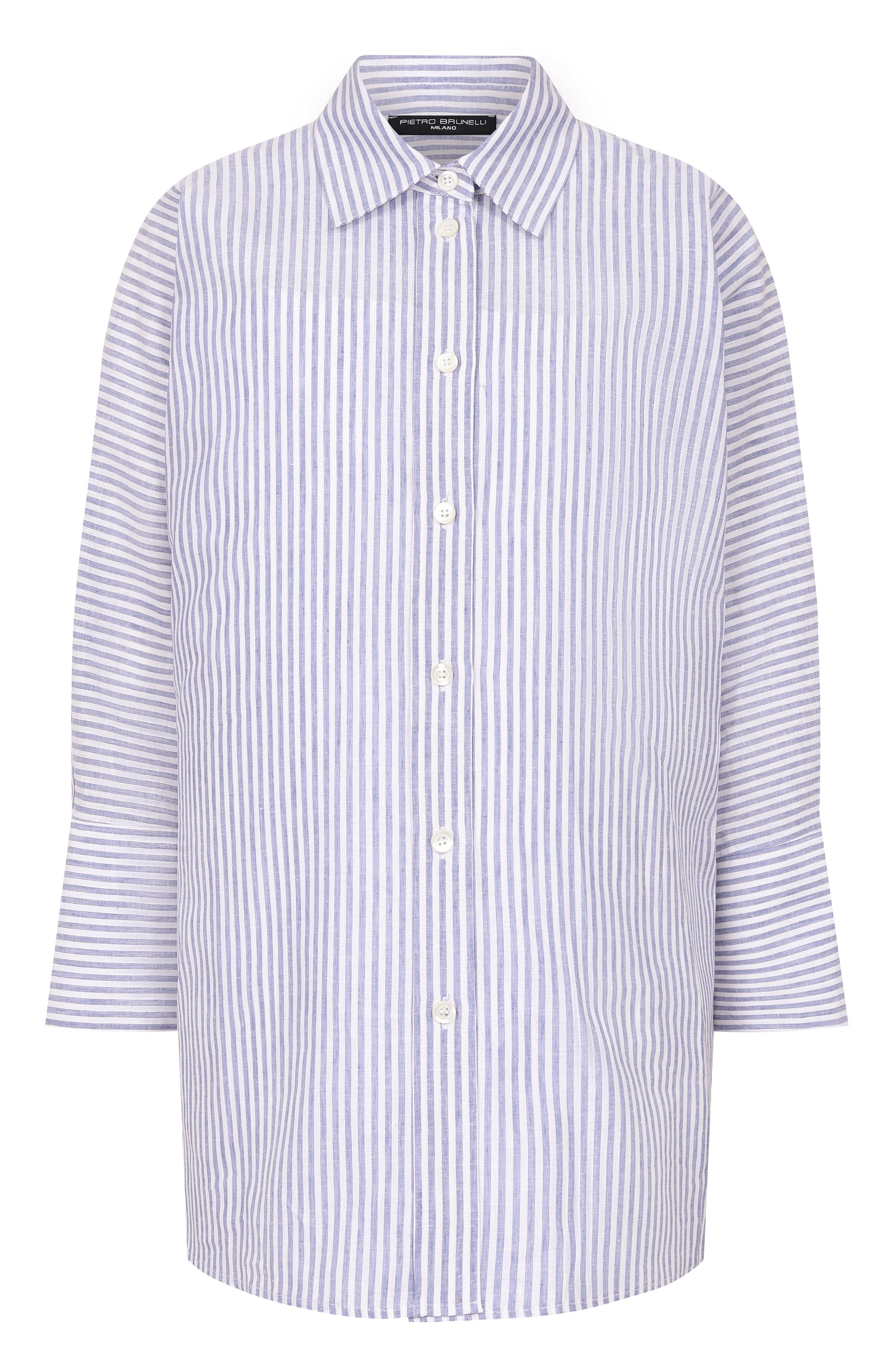 Рубашка изо льна и хлопка PIETRO BRUNELLI голубого цвета по цене 24950 руб., арт. CA2514/LI0028, фото 1 Рубашка изо льна и хлопка PIETRO BRUNELLI, арт. CA2514/LI0028, фото 1