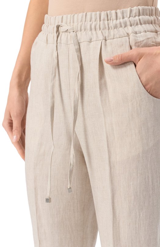 Льняные брюки Kiton D37102K0635E05 Бежевый  D37102K0635E05 Фото 5