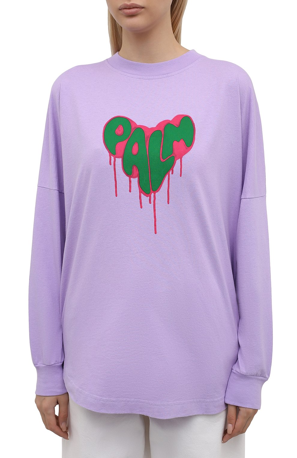 Хлопковый лонгслив PALM ANGELS сиреневого цвета по цене 36700 руб., арт. PWAB012F21JER0043632, фото 3 Хлопковый лонгслив PALM ANGELS, арт. PWAB012F21JER0043632, фото 3