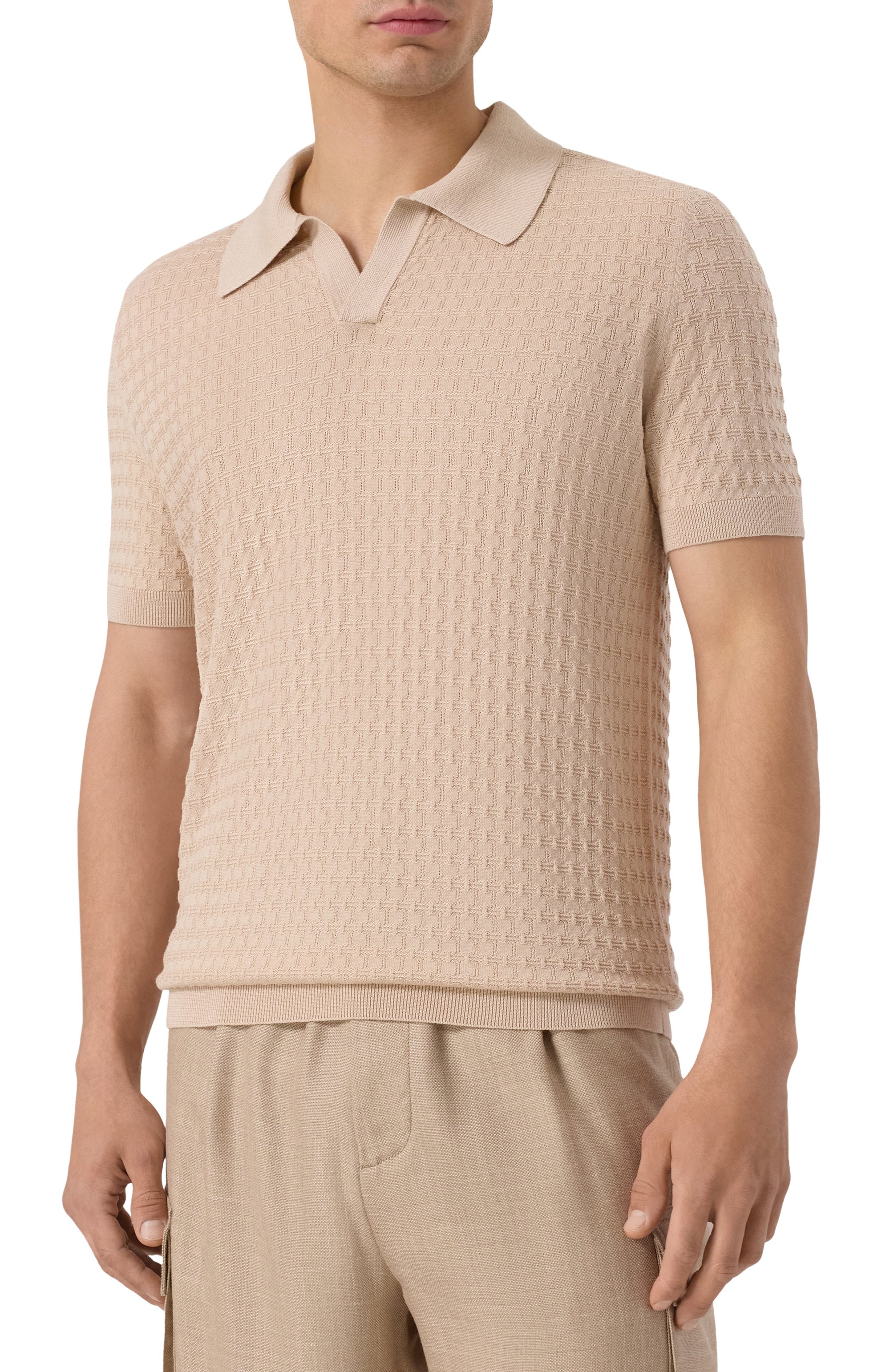 Поло из шелка и хлопка MVST бежевого цвета по цене 95500 руб., арт. MS61-650MU, фото 3 Поло из шелка и хлопка MVST, арт. MS61-650MU, фото 3