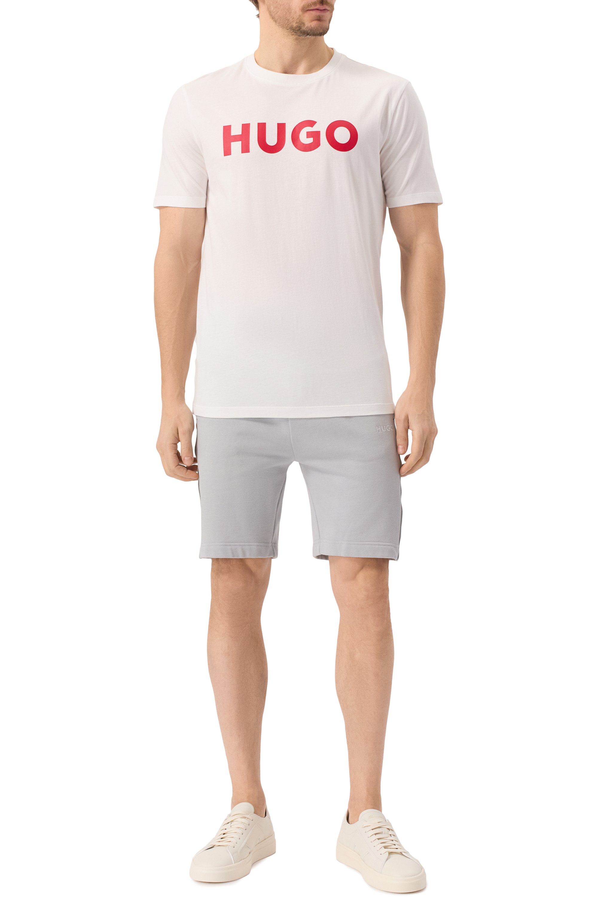 Хлопковые шорты HUGO светло-серого цвета по цене 13450 руб., арт. 50520492, фото 2 Хлопковые шорты HUGO, арт. 50520492, фото 2