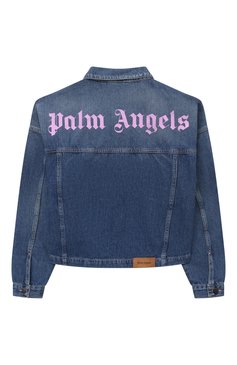 Детская джинсовая куртка PALM ANGELS синего цвета, арт. PGYE006S24DEN001/12+ | Фото 2 (Рукава: Длинные; Кросс-КТ: Деним, Демисезон; Материал сплава: Проставлено; Материал внешний: Хлопок; Драгоценные камни: Проставлено; Ростовка одежда: 12 лет | 152 см)