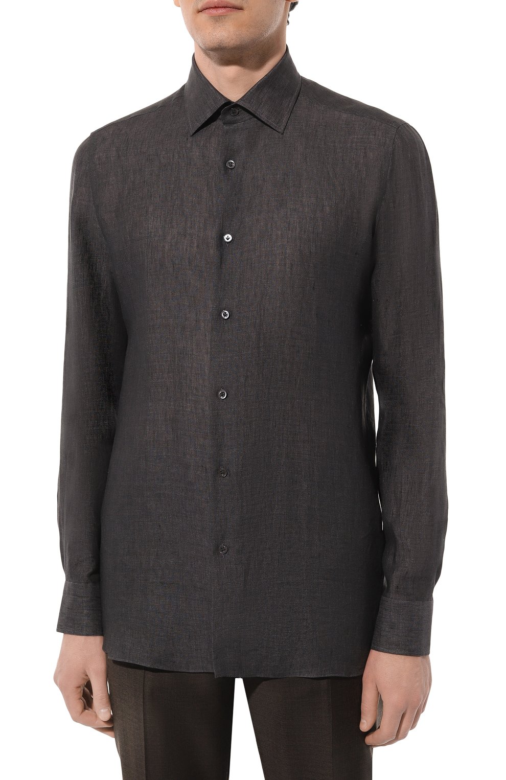 Льняная рубашка GIAMPAOLO темно-серого цвета по цене 36500 руб., арт. 608/TS40302, фото 3 Льняная рубашка GIAMPAOLO, арт. 608/TS40302, фото 3