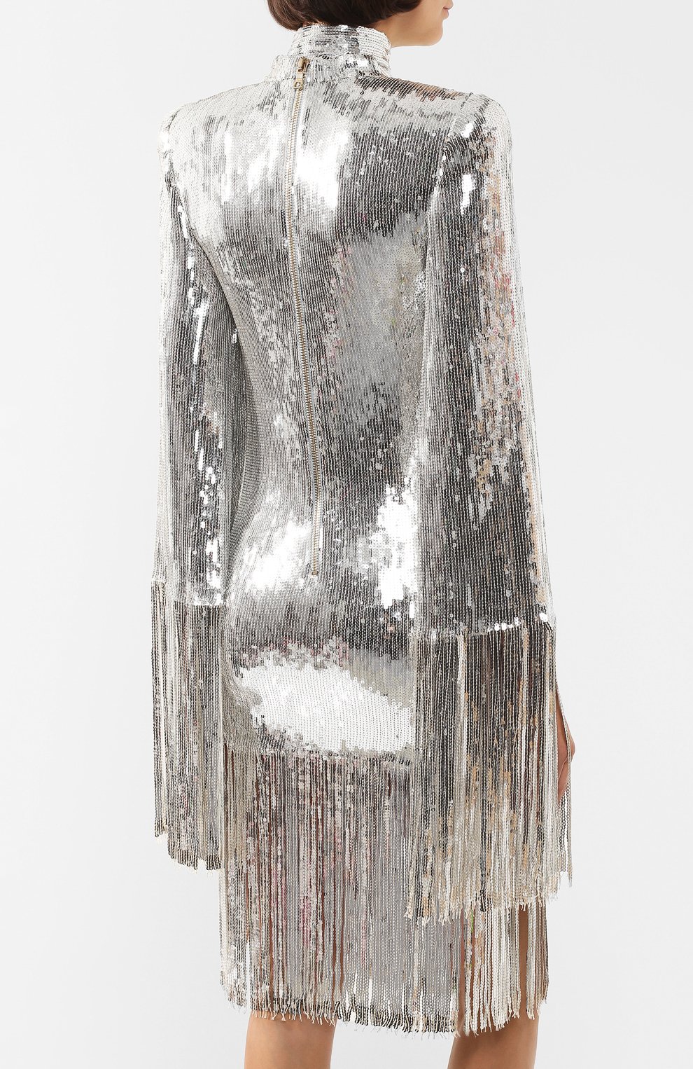 Платье с пайетками BALMAIN серебряного цвета по цене 298000 руб., арт. TF16244/X347, фото 4 Платье с пайетками BALMAIN, арт. TF16244/X347, фото 4