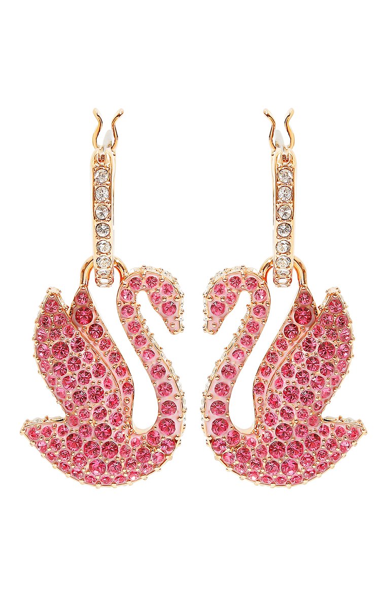 Женские серьги swan SWAROVSKI розового цвета, арт. 5647544 | Фото 1 (Региональные ограничения белый список (Axapta Mercury): Не проставлено; Нос: Не проставлено; Материал: Металл, Кристаллы)