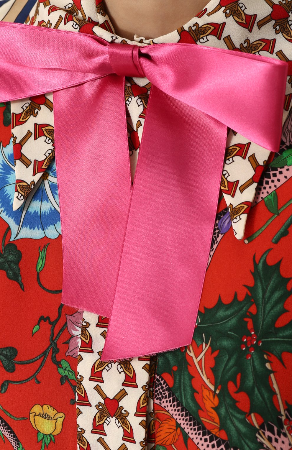 Приталенное шелковое платье-миди с принтом GUCCI, арт. 477336/ZJP71, фото 5