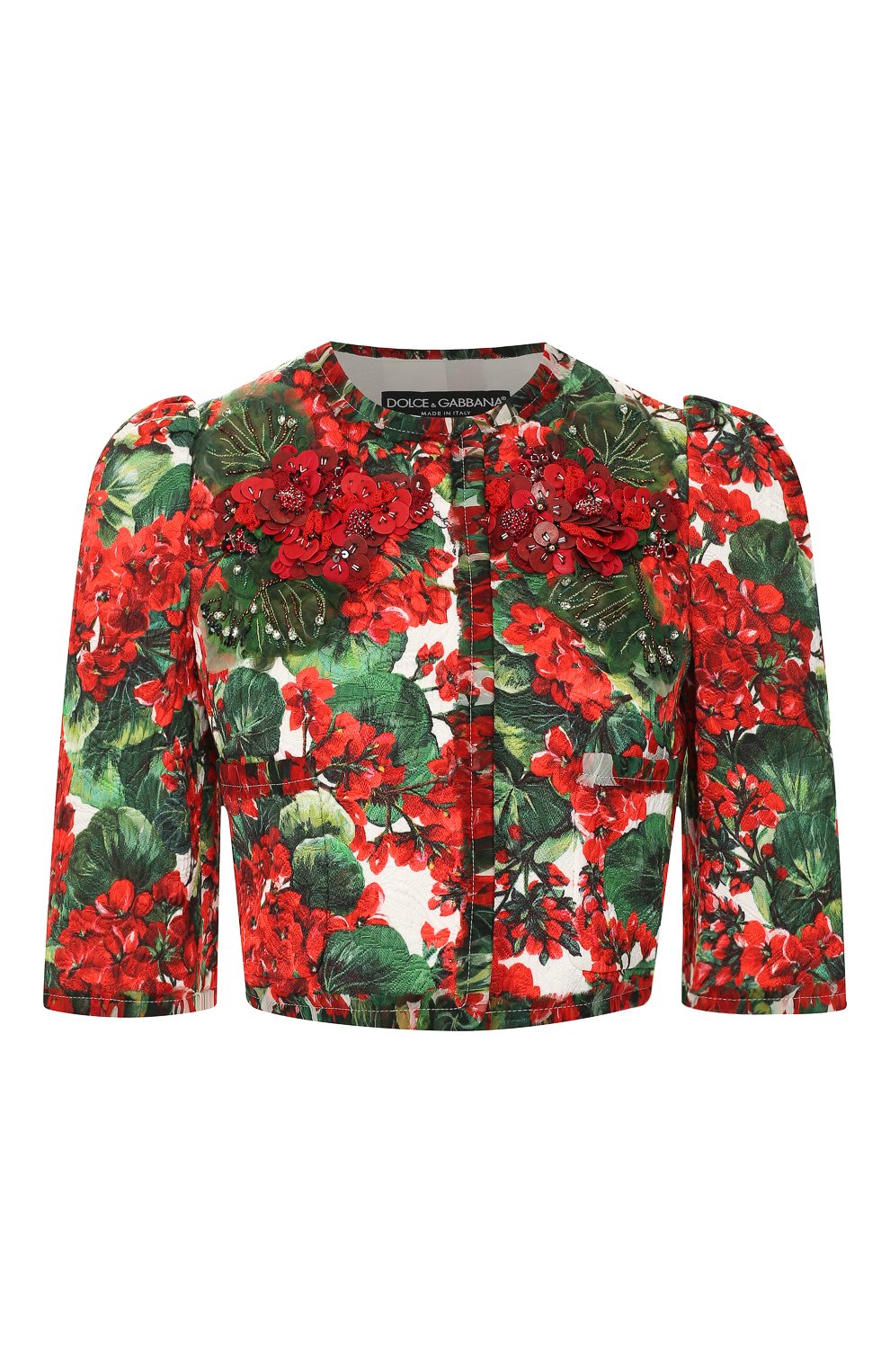 Жакет с принтом DOLCE & GABBANA красного цвета по цене 385500 руб., арт. F28MZZ/HSMY7, фото 1 Жакет с принтом DOLCE & GABBANA, арт. F28MZZ/HSMY7, фото 1