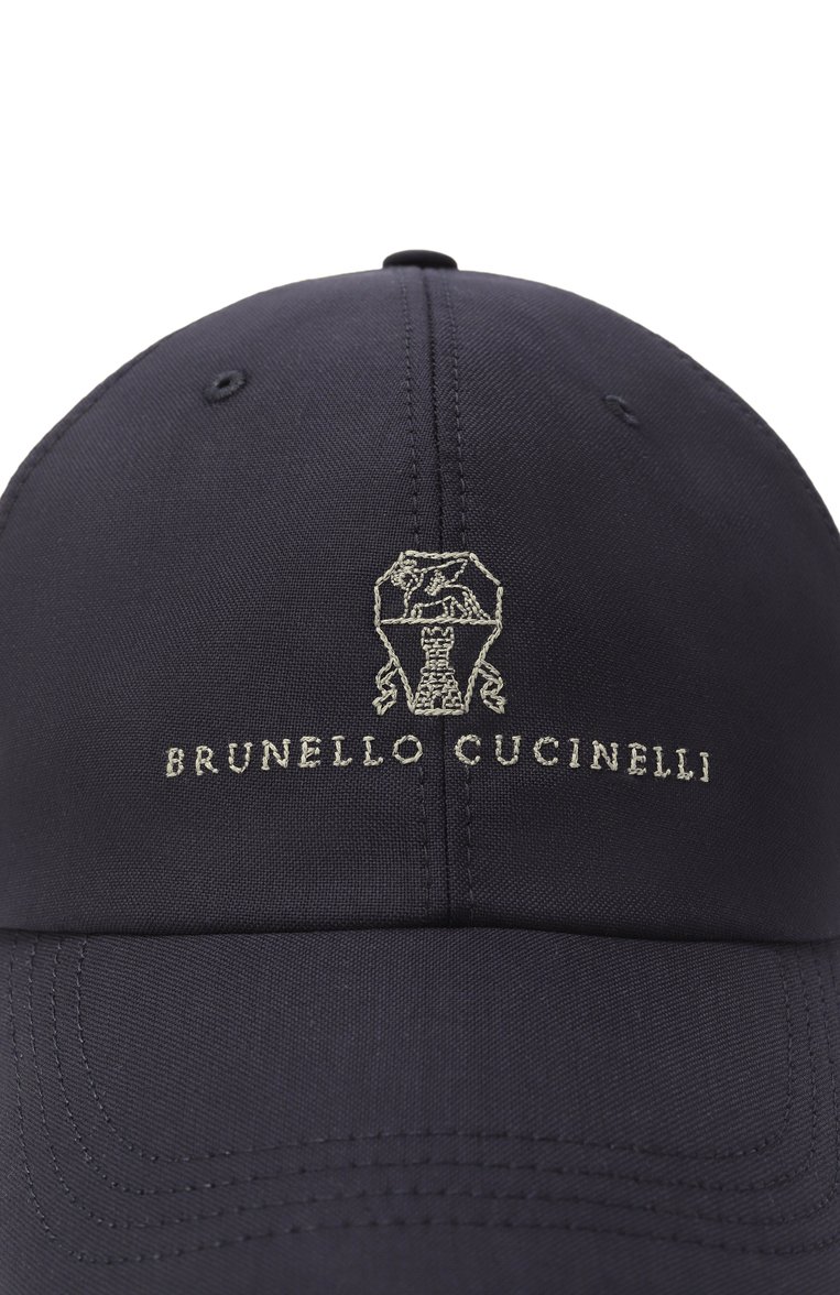 Мужская шерстяная бейсболка BRUNELLO CUCINELLI темно-синего цвета, арт. MB4079850 | Фото 4 (Материал: Шерсть, Текстиль; Нос: Не проставлено; Автоматизация состава: Проставлено)
