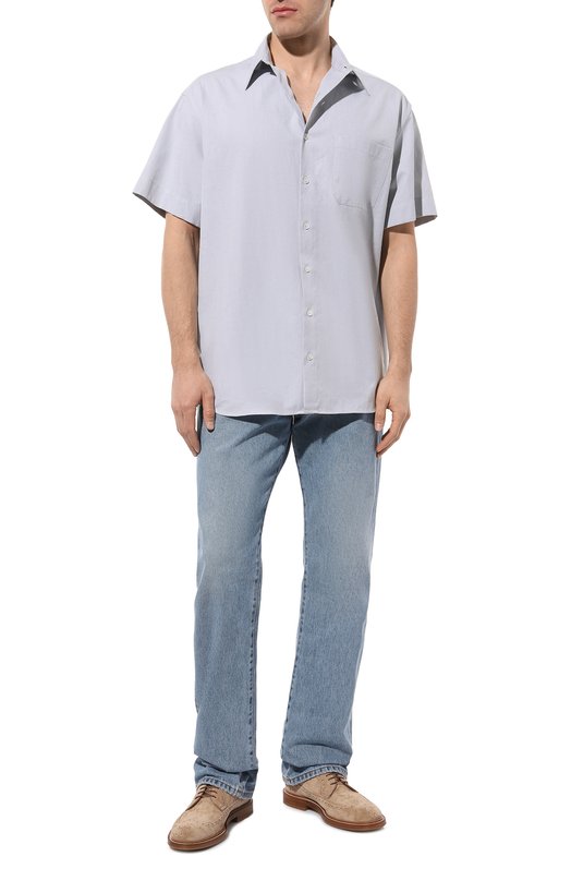 Хлопковая рубашка Giorgio Armani 4SGCC099/T04S6 Голубой  4SGCC099/T04S6 Фото 2