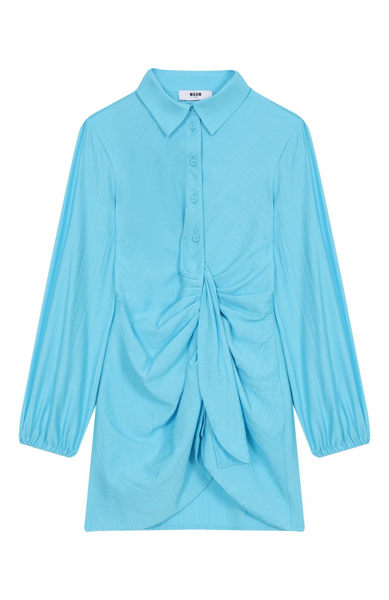 Детское пл�атье из вискозы MSGM KIDS бирюзового цвета, арт. S5MSJGDR147 | Фото 1 (Материал внешний: Вискоза; Рукава: Длинные; Девочки Кросс-КТ: Платье-одежда; Случай: Повседневный; Автоматизация состава: Проставлено; Автоматизация ТО: Проставлено; Ростовка одежда: 8 лет | 128 см, 6 лет | 116 см, 10 - 11 лет | 140 - 146см, 12 лет | 152 см, 16 лет | 164 см)