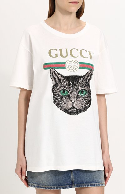 Хлопковая футболка с принтом и пайетками GUCCI, арт. 492347/X3L17, фото 3