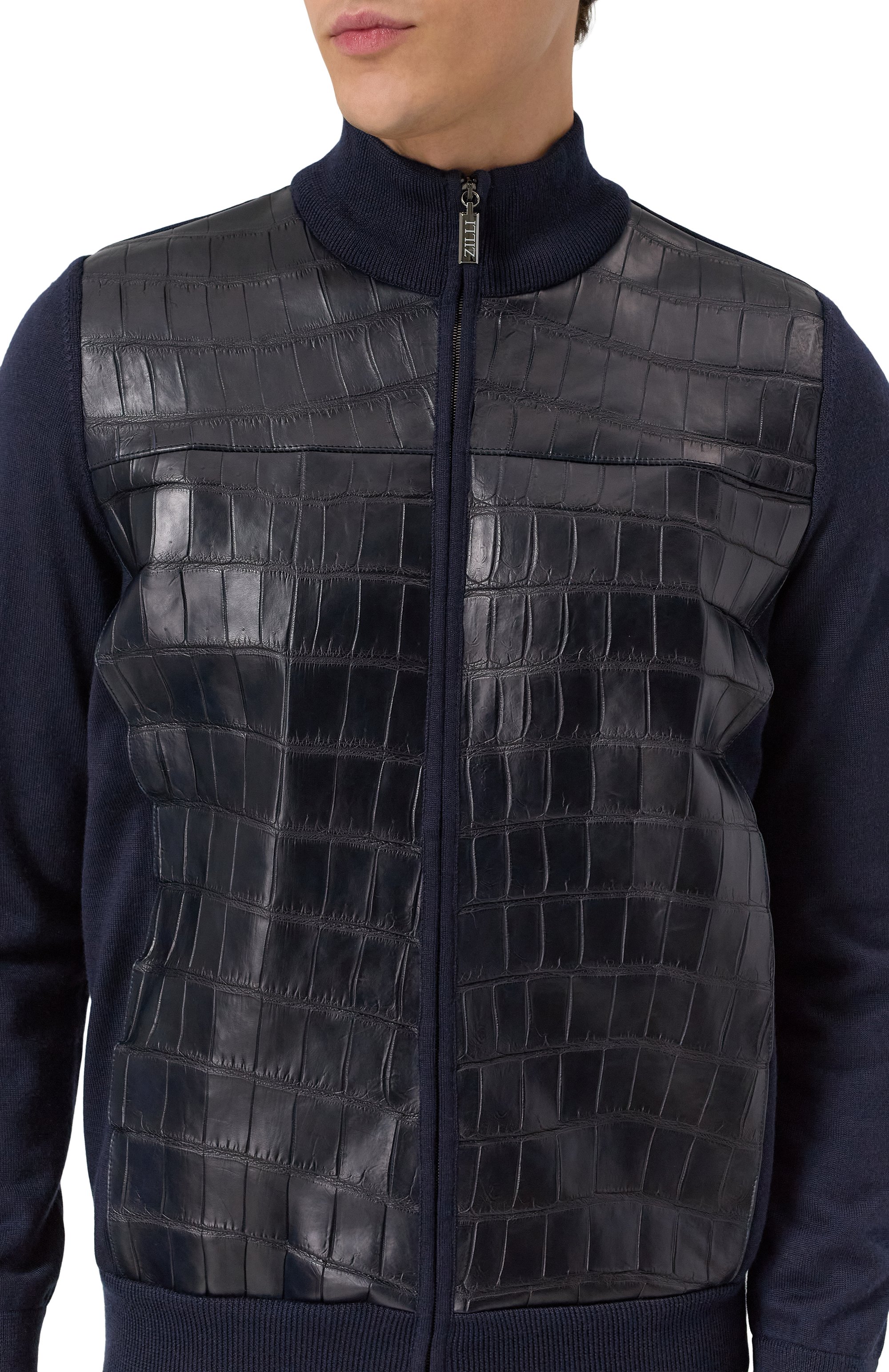 Кардиган с отделкой из кожи крокодила ZILLI, арт. KZMC01M0340VCRB00, фото 5