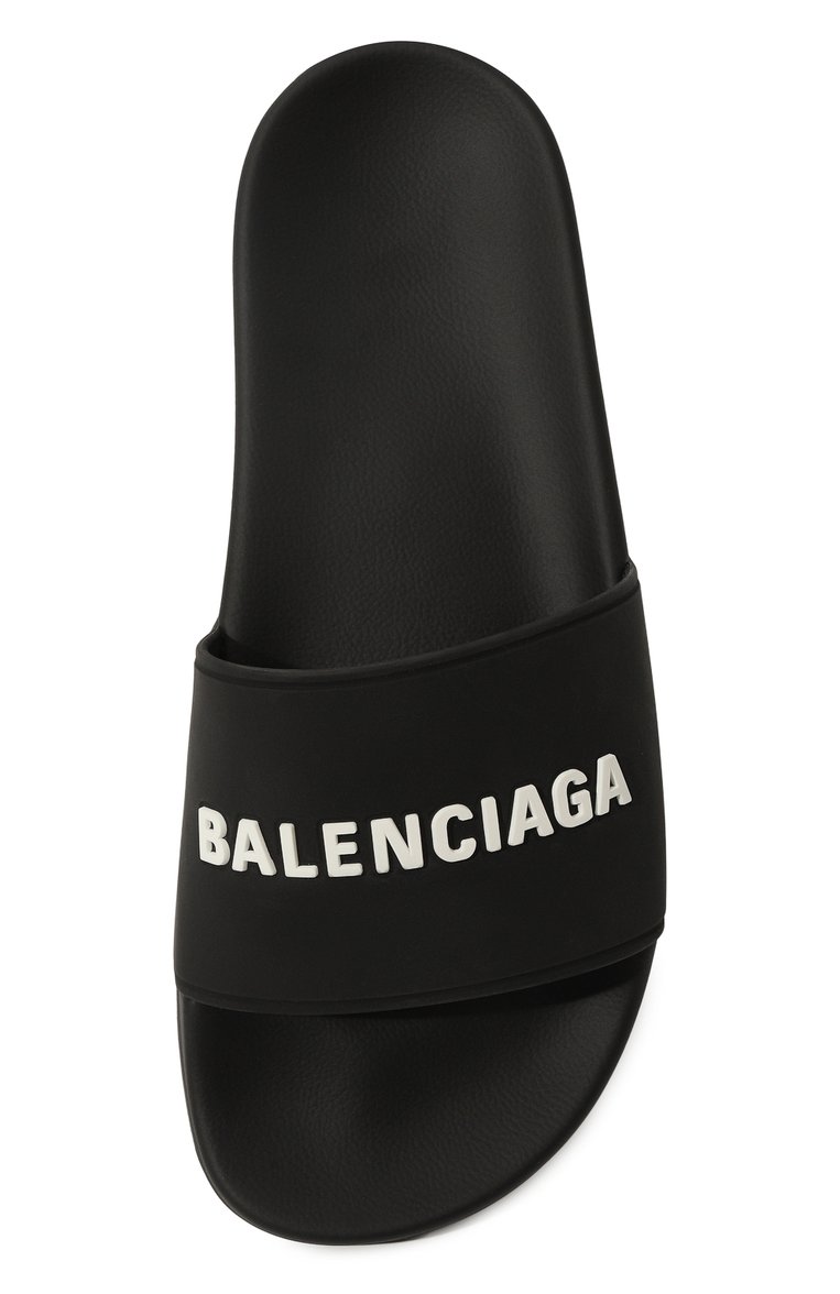 Женские шлепанцы pool BALENCIAGA черного цвета, арт. 565547/W1S80 | Фото 6 (Материал внутренний: Текстиль; Подошва: Платформа; Материал внешний: Резина; Статус проверки: Проверена категория; Автоматизация Diginetica: Не назначено)