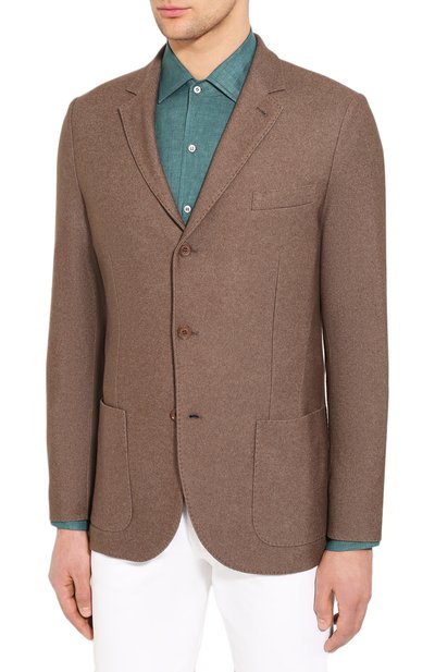 Пиджак из шелка и кашемира LORO PIANA коричневого цвета по цене 299500 руб., арт. FAI2572, фото 3 Пиджак из шелка и кашемира LORO PIANA, арт. FAI2572, фото 3