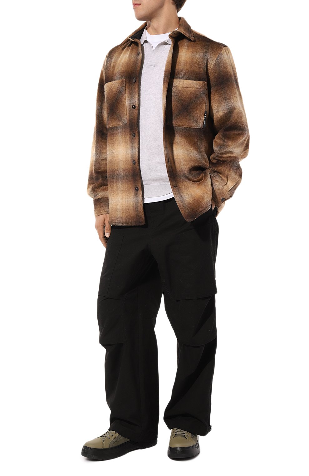 Комбинированные ботинки HUGO хаки цвета по цене 20400 руб., арт. 50498570, фото 2 Комбинированные ботинки HUGO, арт. 50498570, фото 2