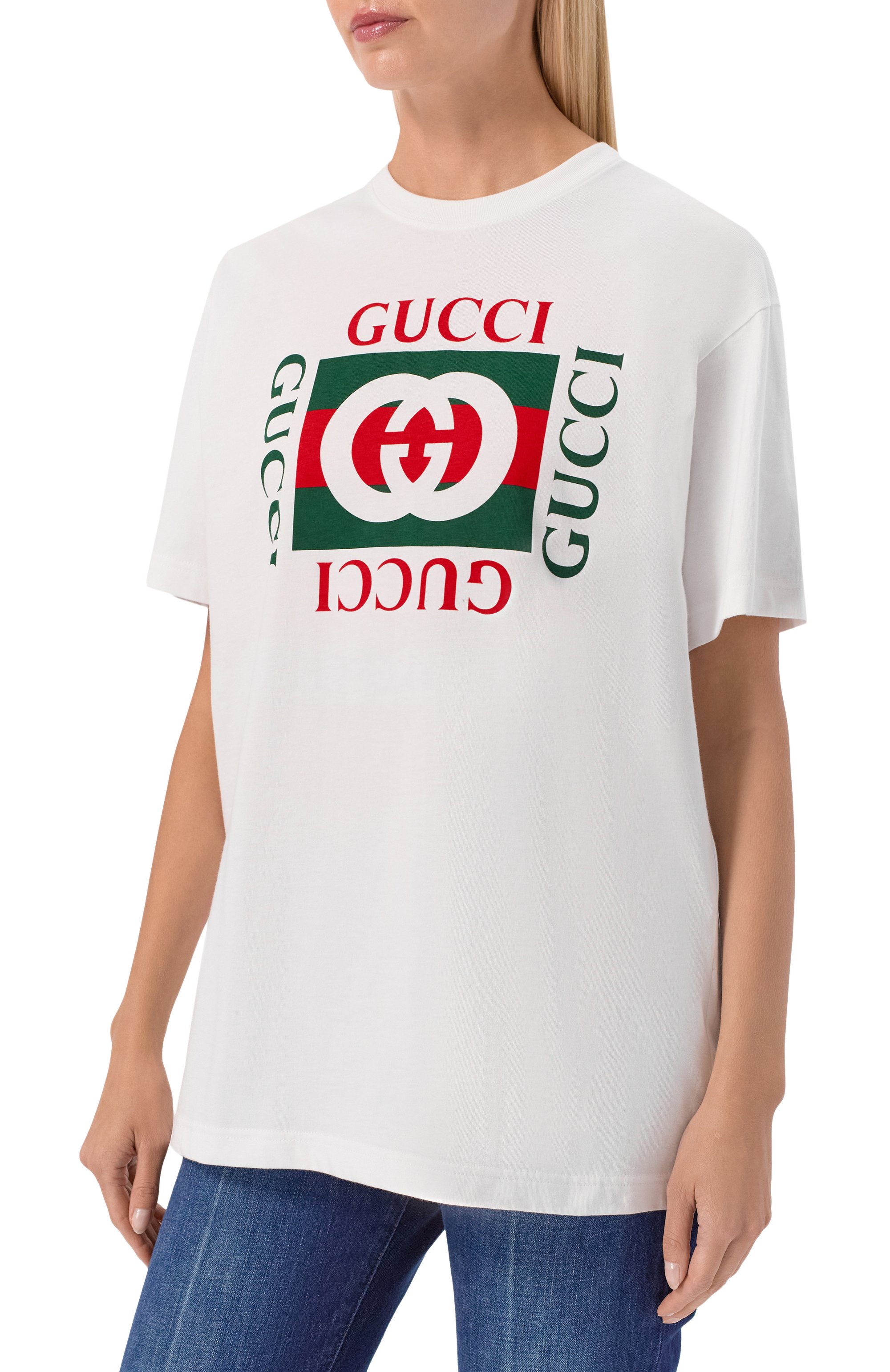 Хлопковая футболка GUCCI белого цвета по цене 69450 руб., арт. 788093/XJGL3, фото 3 Хлопковая футболка GUCCI, арт. 788093/XJGL3, фото 3