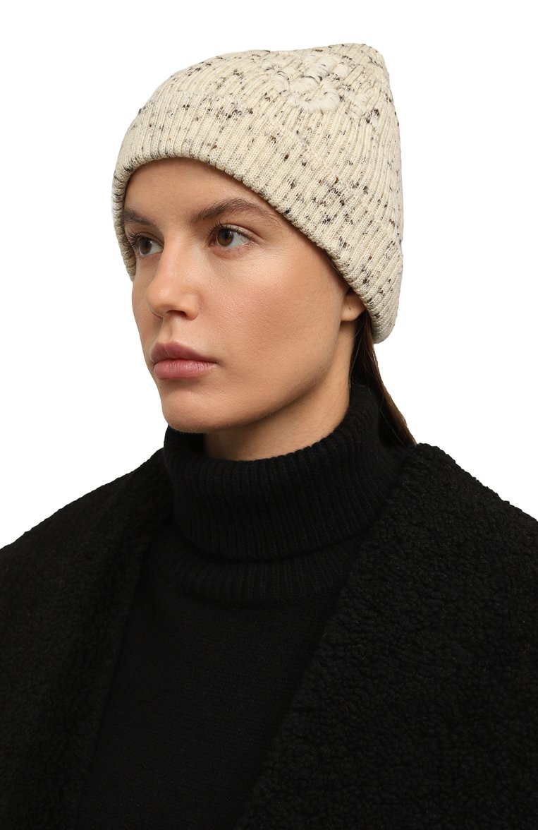Женская шерстяная шапка JIL SANDER белого цвета, арт. J40ZZ0123/J14642 | Фото 2 (Материал: Текстиль, Шерсть; Нос: Не проставлено)