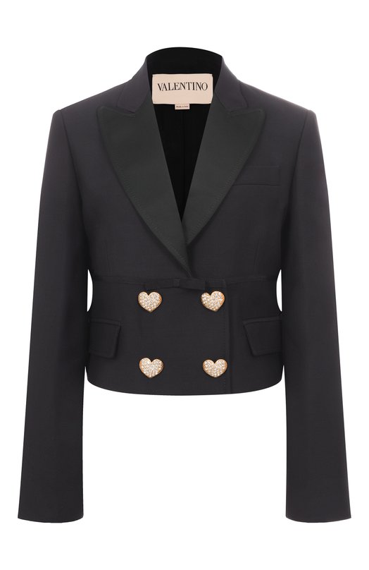 Жакет из шерсти и шелка Valentino 7B3CE4E5/1CF Чёрный 7B3CE4E5/1CF