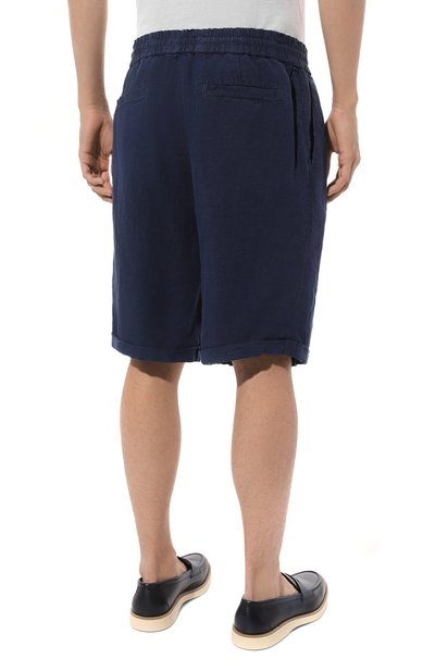 Льняные шорты BRUNELLO CUCINELLI темно-синего цвета по цене 95700 руб., арт. M243DU0020, фото 4 Льняные шорты BRUNELLO CUCINELLI, арт. M243DU0020, фото 4