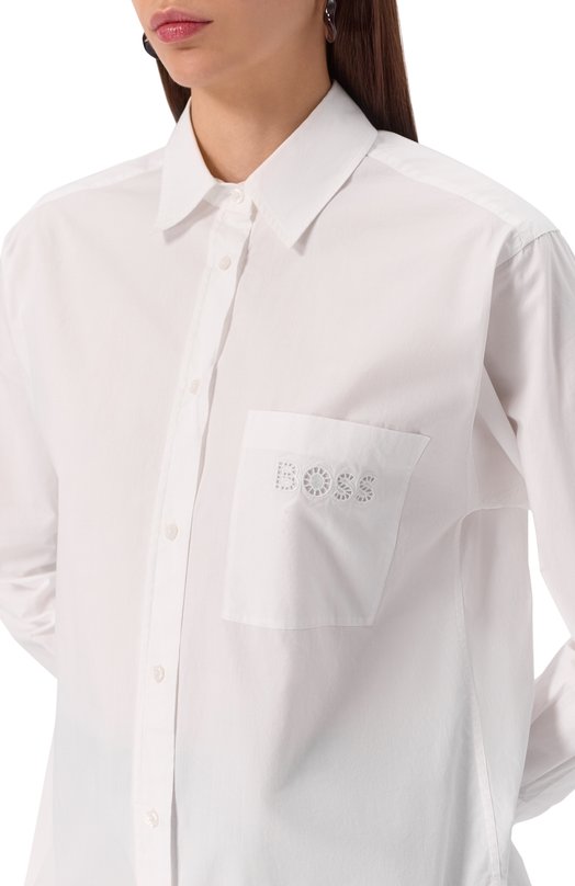 Хлопковая рубашка BOSS 50530981 Белый  50530981 Фото 5